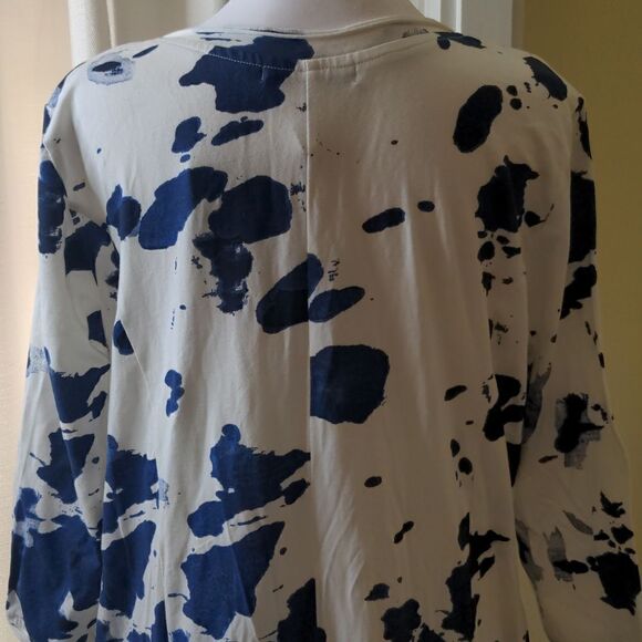 Snapdragon & Twig Small White Dress with Blue Splatter design, NEW - Picture 8 of 12